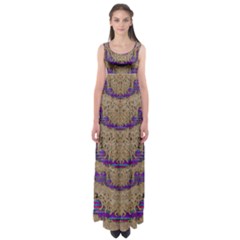 Pearl Lace And Smiles In Peacock Style Empire Waist Maxi Dress