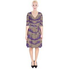 Pearl Lace And Smiles In Peacock Style Wrap Up Cocktail Dress