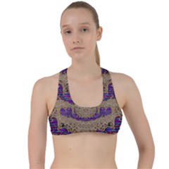 Pearl Lace And Smiles In Peacock Style Criss Cross Racerback Sports Bra