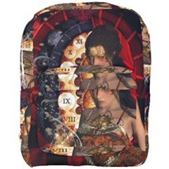 Steampunk, Beautiful Steampunk Lady With Clocks And Gears Full Print Backpack by FantasyWorld7