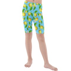 Lemon pattern Kids  Mid Length Swim Shorts