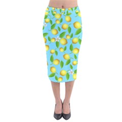 Lemon pattern Velvet Midi Pencil Skirt