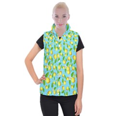 Lemon pattern Women s Button Up Puffer Vest