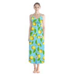 Lemon pattern Button Up Chiffon Maxi Dress