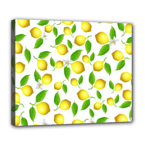 Lemon Pattern Deluxe Canvas 24  X 20   by Valentinaart