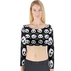 Panda Pattern Long Sleeve Crop Top by Valentinaart