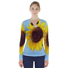 Sunflower V-neck Long Sleeve Top by Valentinaart