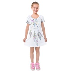 Dreamcatcher  Kids  Short Sleeve Velvet Dress by Valentinaart