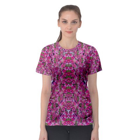 Fantasy Magnolia Tree In A Fantasy Landscape Women s Sport Mesh Tee by pepitasart