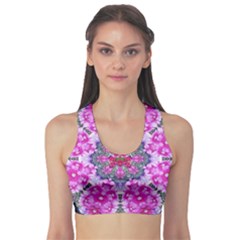 Fantasy Cherry Flower Mandala Pop Art Sports Bra by pepitasart