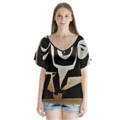 With Love V-neck Flutter Sleeve Top by MRTACPANS