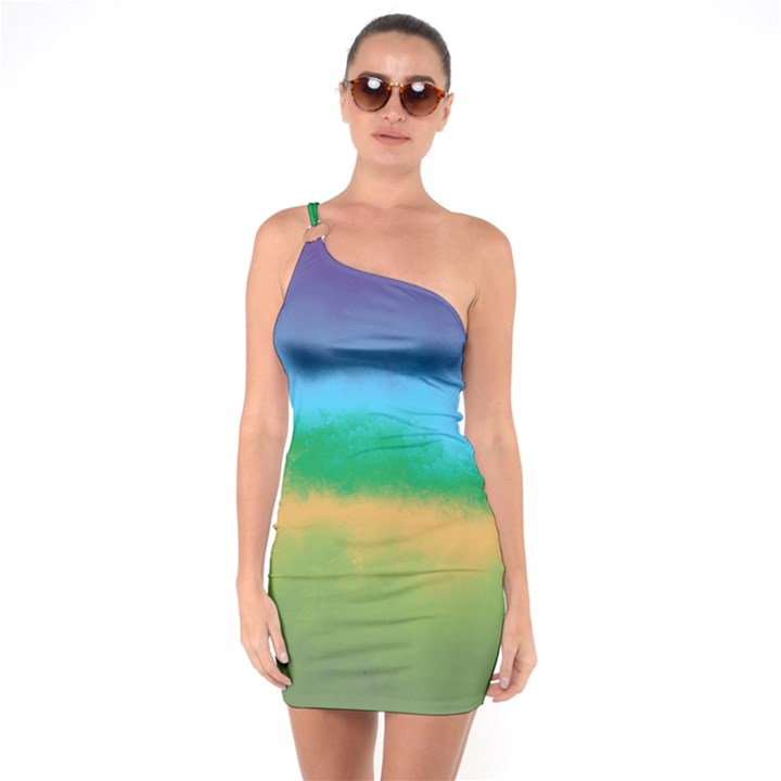 Ombre One Soulder Bodycon Dress