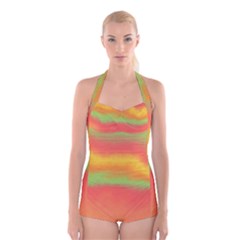 Ombre Boyleg Halter Swimsuit  by ValentinaDesign