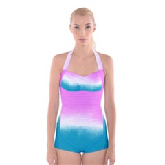 Ombre Boyleg Halter Swimsuit  by ValentinaDesign