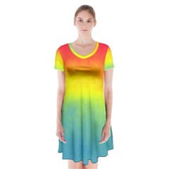Ombre Short Sleeve V-neck Flare Dress by ValentinaDesign