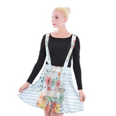 Watercolor Bouquet Floral White Suspender Skater Skirt by Nexatart