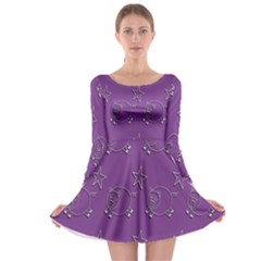 Pig Star Pattern Wallpaper Vector Long Sleeve Skater Dress