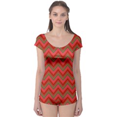 Background Retro Red Zigzag Boyleg Leotard 