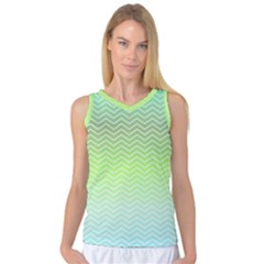 Green Line Zigzag Pattern Chevron Women s Basketball Tank Top