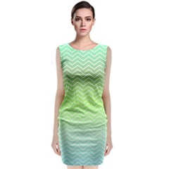 Green Line Zigzag Pattern Chevron Classic Sleeveless Midi Dress