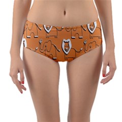 Lion Pattern Wallpaper Vector Reversible Mid-waist Bikini Bottoms by Nexatart