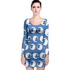 Sheep Pattern Wallpaper Vector Long Sleeve Bodycon Dress by Nexatart