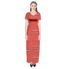 Crocodile Alligator Pattern Short Sleeve Maxi Dress by Nexatart