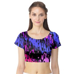 Modern Abstract 46b Short Sleeve Crop Top (Tight Fit)