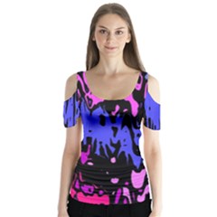 Modern Abstract 46b Butterfly Sleeve Cutout Tee 