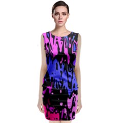 Modern Abstract 46b Sleeveless Velvet Midi Dress