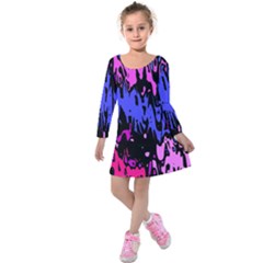 Modern Abstract 46b Kids  Long Sleeve Velvet Dress