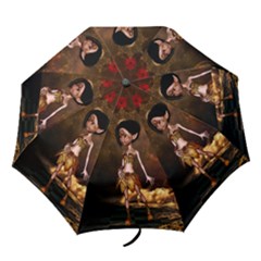 Steampunk, Cute Little Steampunk Girl In The Night With Clocks Folding Umbrellas by FantasyWorld7