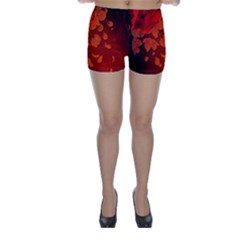 Cherry Blossom, Red Colors Skinny Shorts by FantasyWorld7