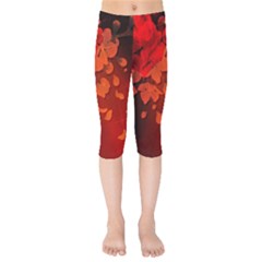 Cherry Blossom, Red Colors Kids  Capri Leggings  by FantasyWorld7