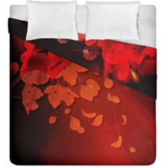 Cherry Blossom, Red Colors Duvet Cover Double Side (king Size) by FantasyWorld7