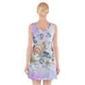 Snail And Waterlily, Watercolor V-Neck Sleeveless Skater Dress View2