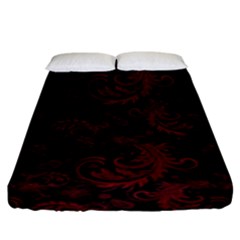 Dark Red Flourish Fitted Sheet (king Size) by gatterwe