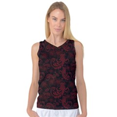 Dark Red Flourish Women s Basketball Tank Top by gatterwe