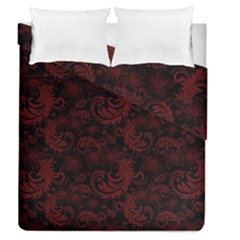 Dark Red Flourish Duvet Cover Double Side (queen Size) by gatterwe