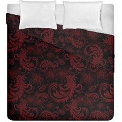 Dark Red Flourish Duvet Cover Double Side (king Size)