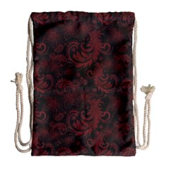 Dark Red Flourish Drawstring Bag (large) by gatterwe