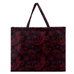 Dark Red Flourish Zipper Large Tote Bag by gatterwe