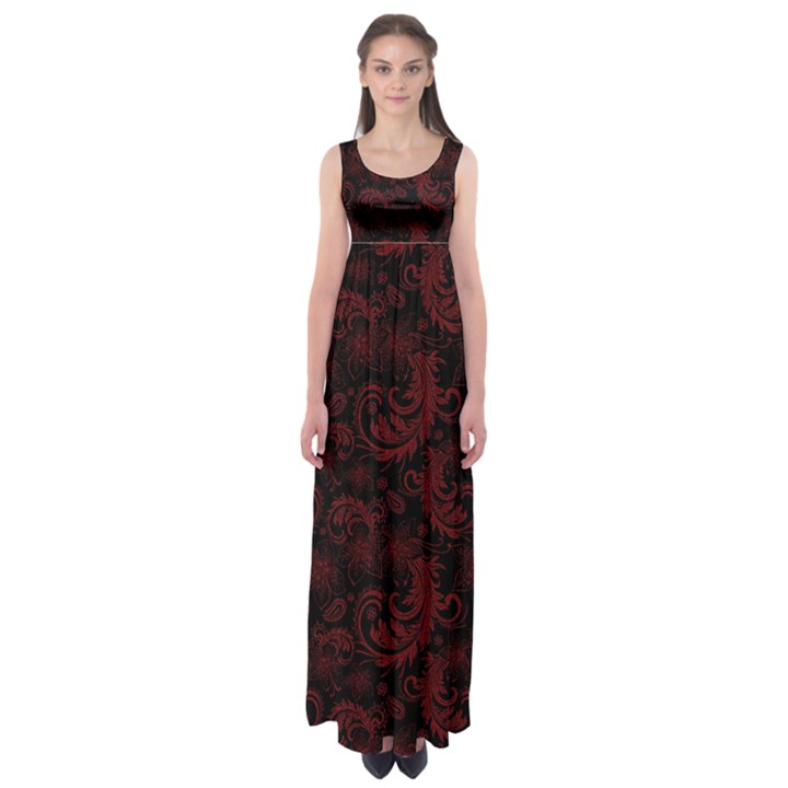 Dark Red Flourish Empire Waist Maxi Dress