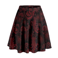 Dark Red Flourish High Waist Skirt by gatterwe