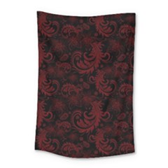 Dark Red Flourish Small Tapestry