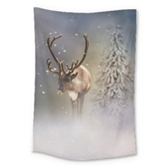 Santa Claus Reindeer In The Snow Large Tapestry by gatterwe