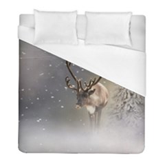 Santa Claus Reindeer In The Snow Duvet Cover (full/ Double Size)