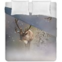 Santa Claus Reindeer In The Snow Duvet Cover Double Side (California King Size) View1