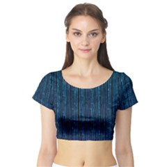 Stylish Abstract Blue Strips Short Sleeve Crop Top (tight Fit) by gatterwe