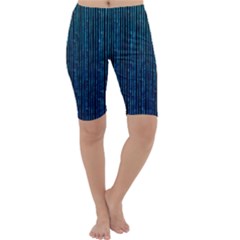 Stylish Abstract Blue Strips Cropped Leggings  by gatterwe